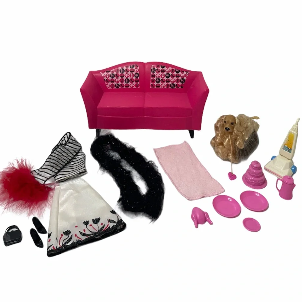 Barbie Furniture Barbie Doll Clothes  Bundle Sweet Home Dollhouse Set Vintage
